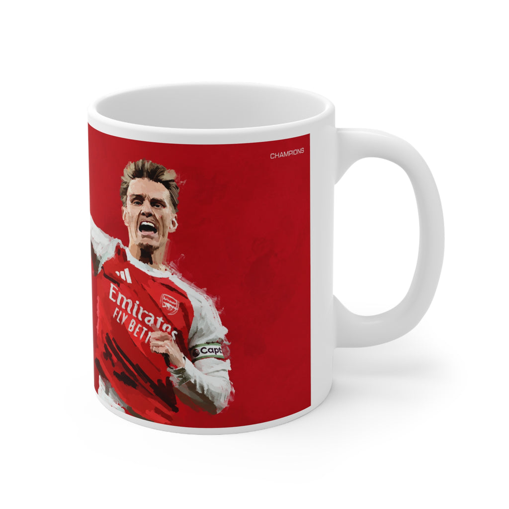 Martin Ødegaard Arsenal Champions Coffee Mug — Football Player Jersey Design (11oz & 15oz)