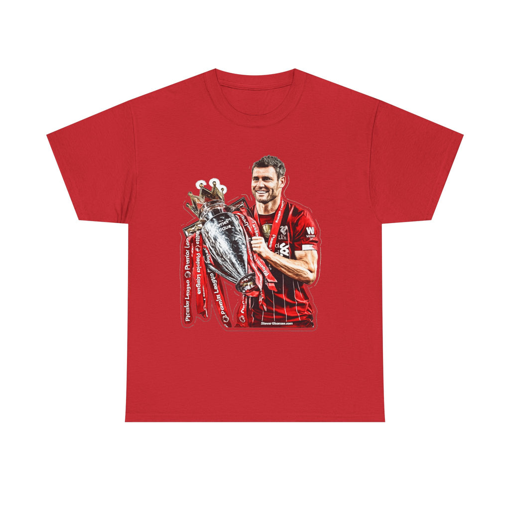 James Milner Liverpool Premier League Champion Trophy T-Shirt — Player Holding Premier Trophy