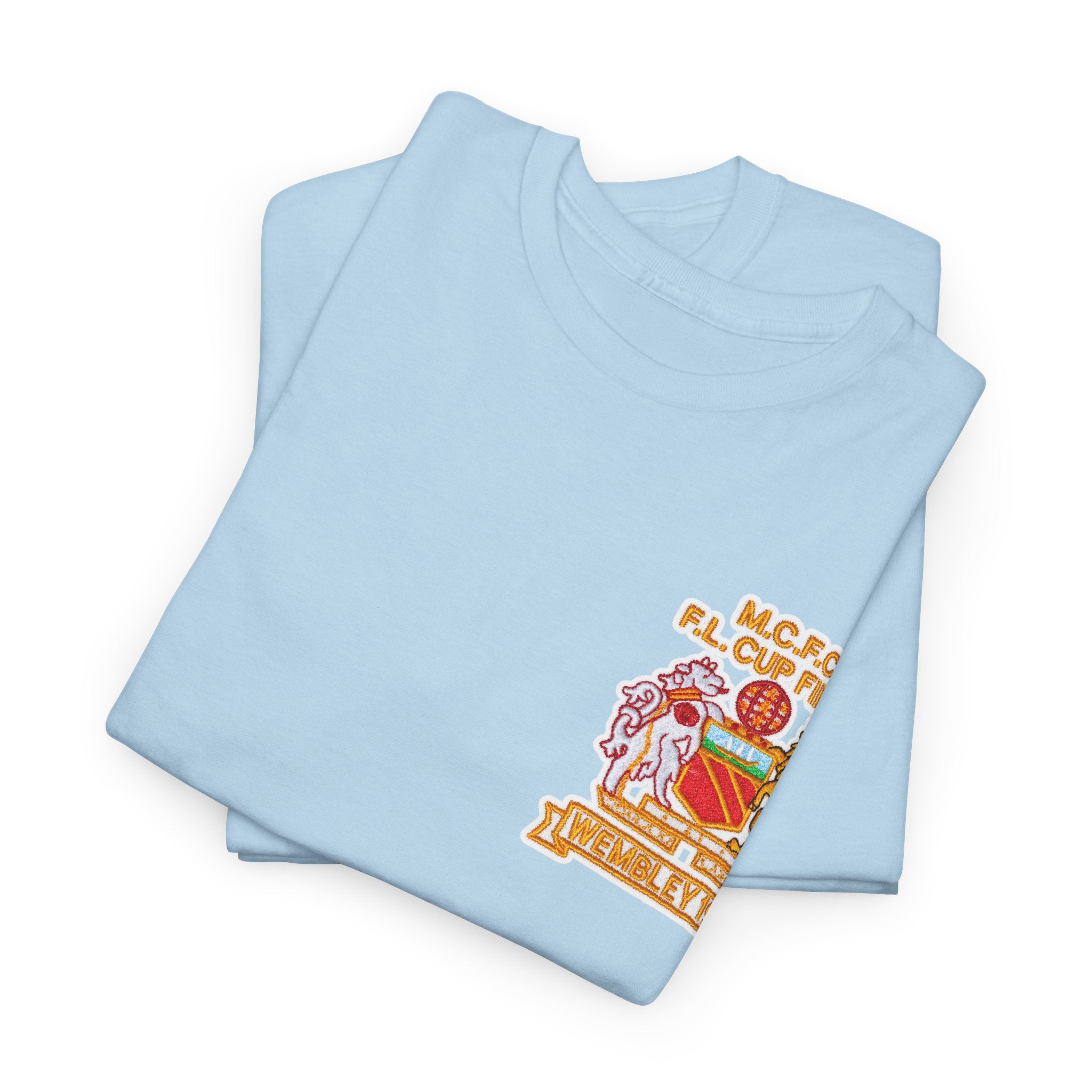 Manchester City 1976 League Cup Final Crest Cotton T‑Shirt — Vintage Football Fan Tee