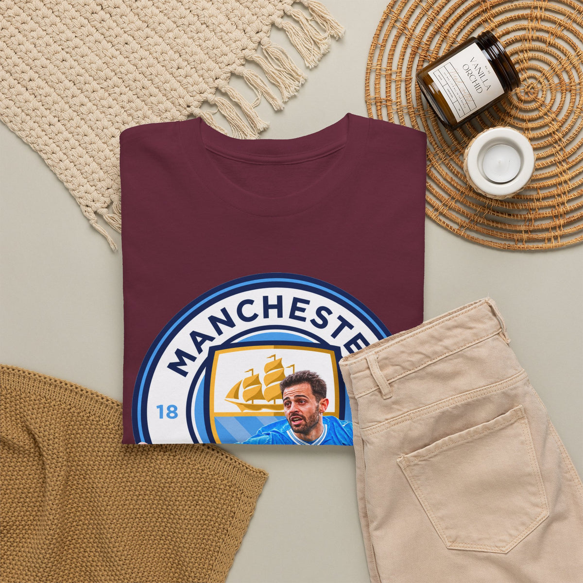 Bernardo SIlva Manchester City legend Cotton T‑Shirt — Blue Crest Football Tee