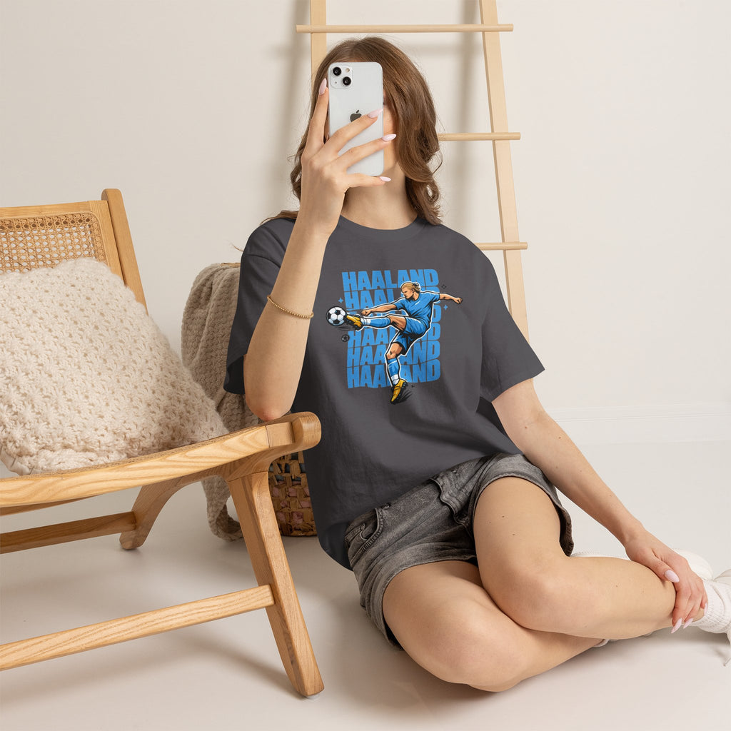 Haaland Manchester City Inspired Cotton T-Shirt — Striker Action Graphic Football Shirt