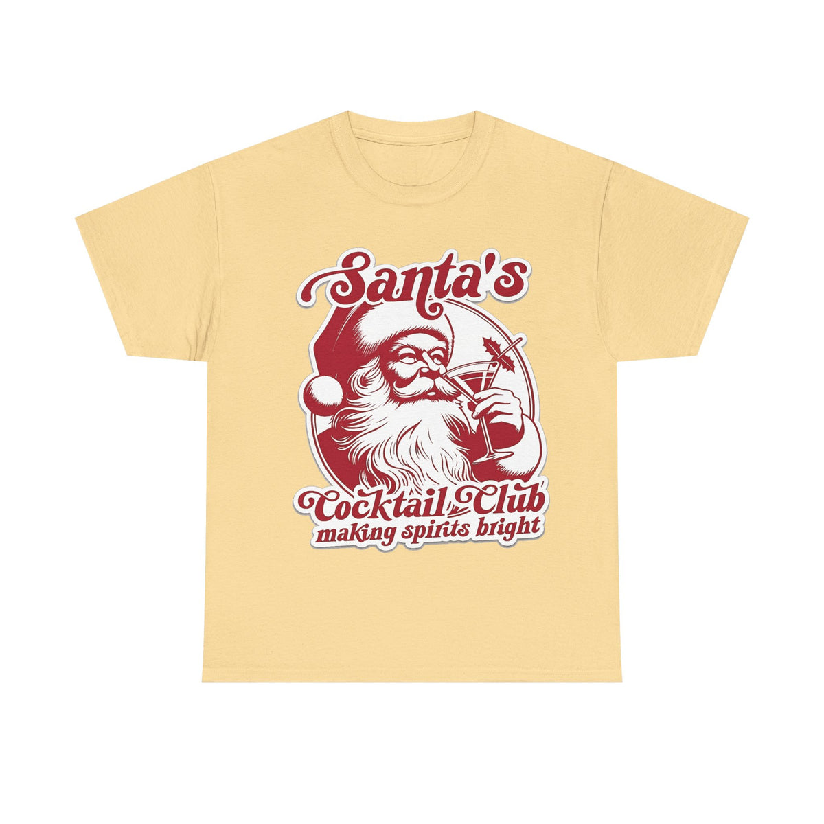 Santa’s Cocktail Club Tee — "Making Spirits Bright" Christmas Shirt