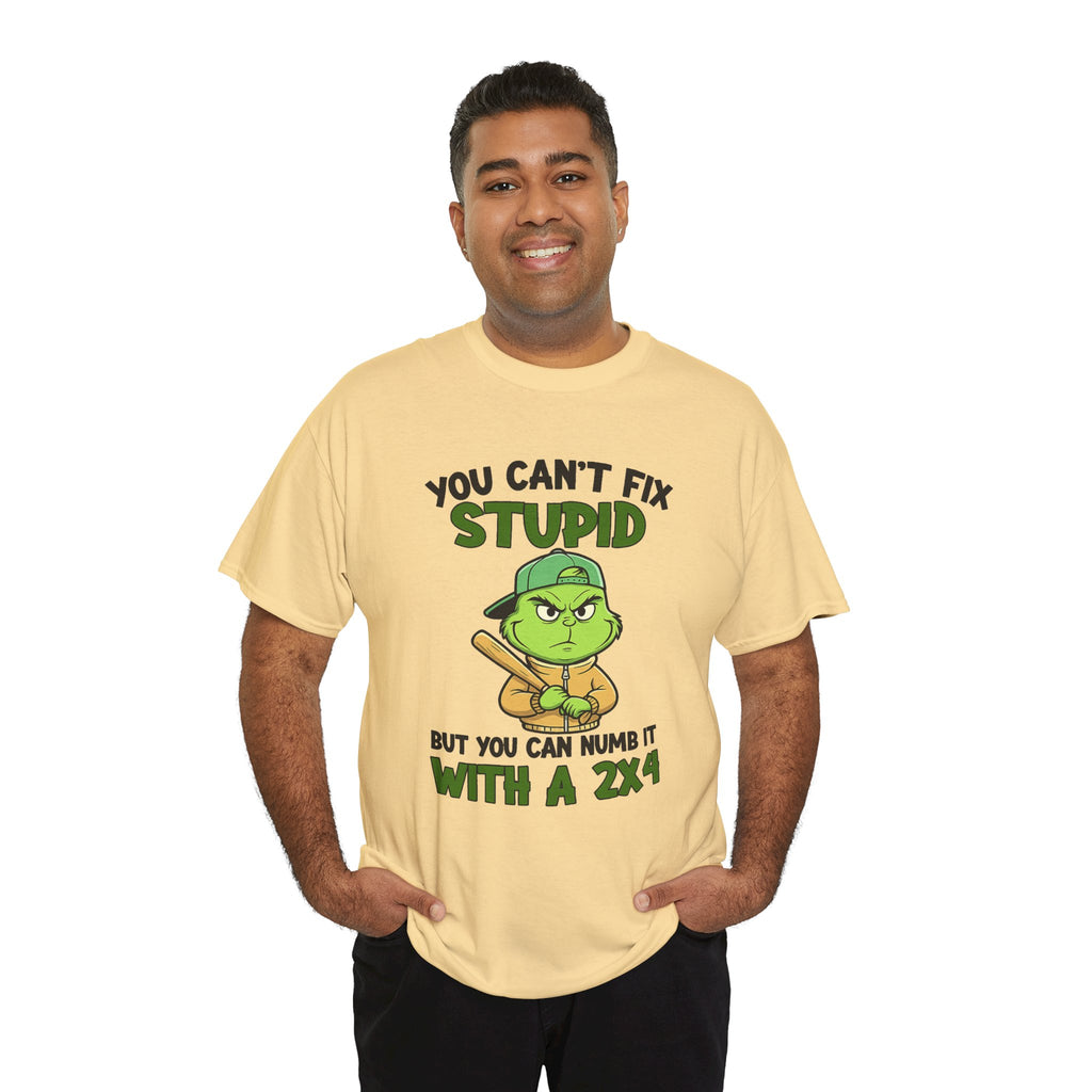 Funny Carpenter T‑Shirt — "You Can't Fix Stupid But You Can Numb It With a 2x4"