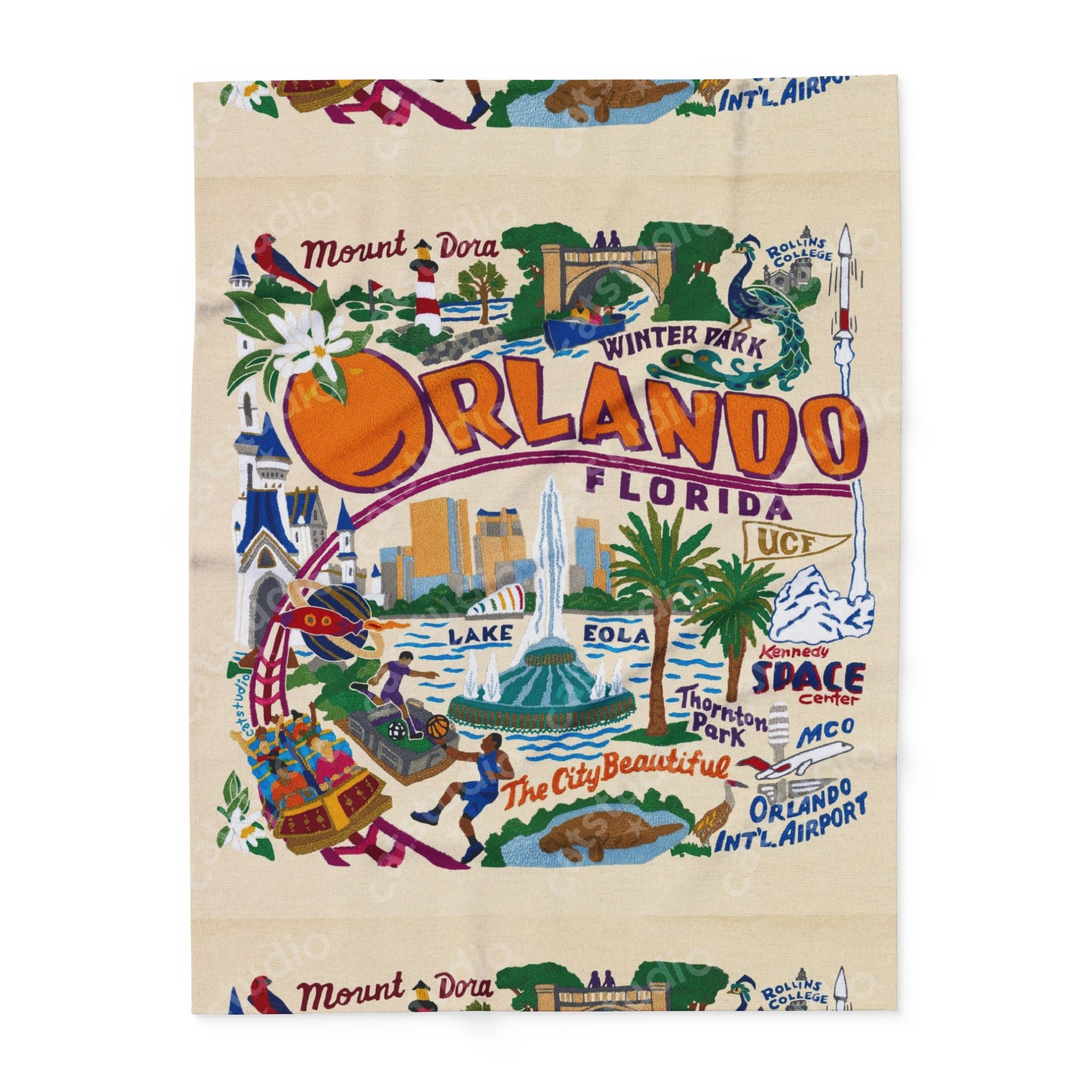 Orlando Vintage Map Fleece Blanket