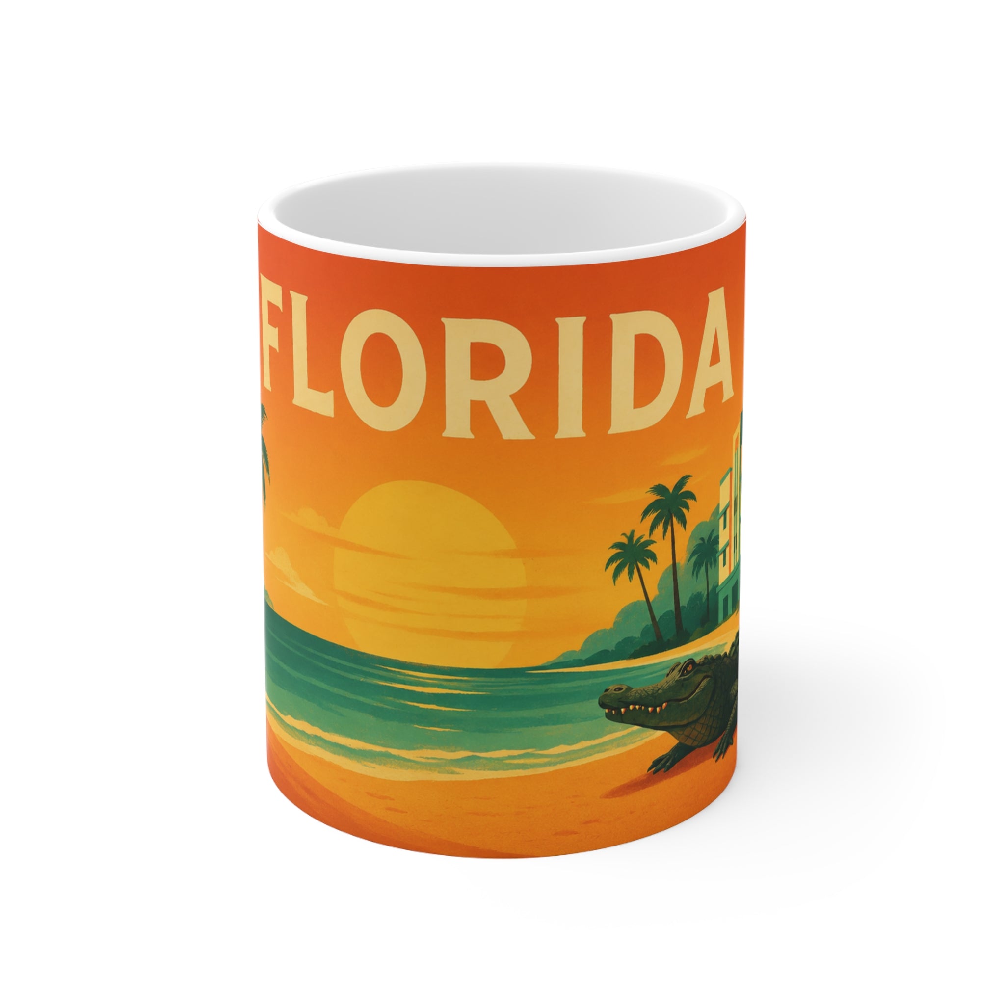 Florida Vintage Beach Mug — Retro Sunset Orange Grove Coffee Cup (11oz & 15oz)
