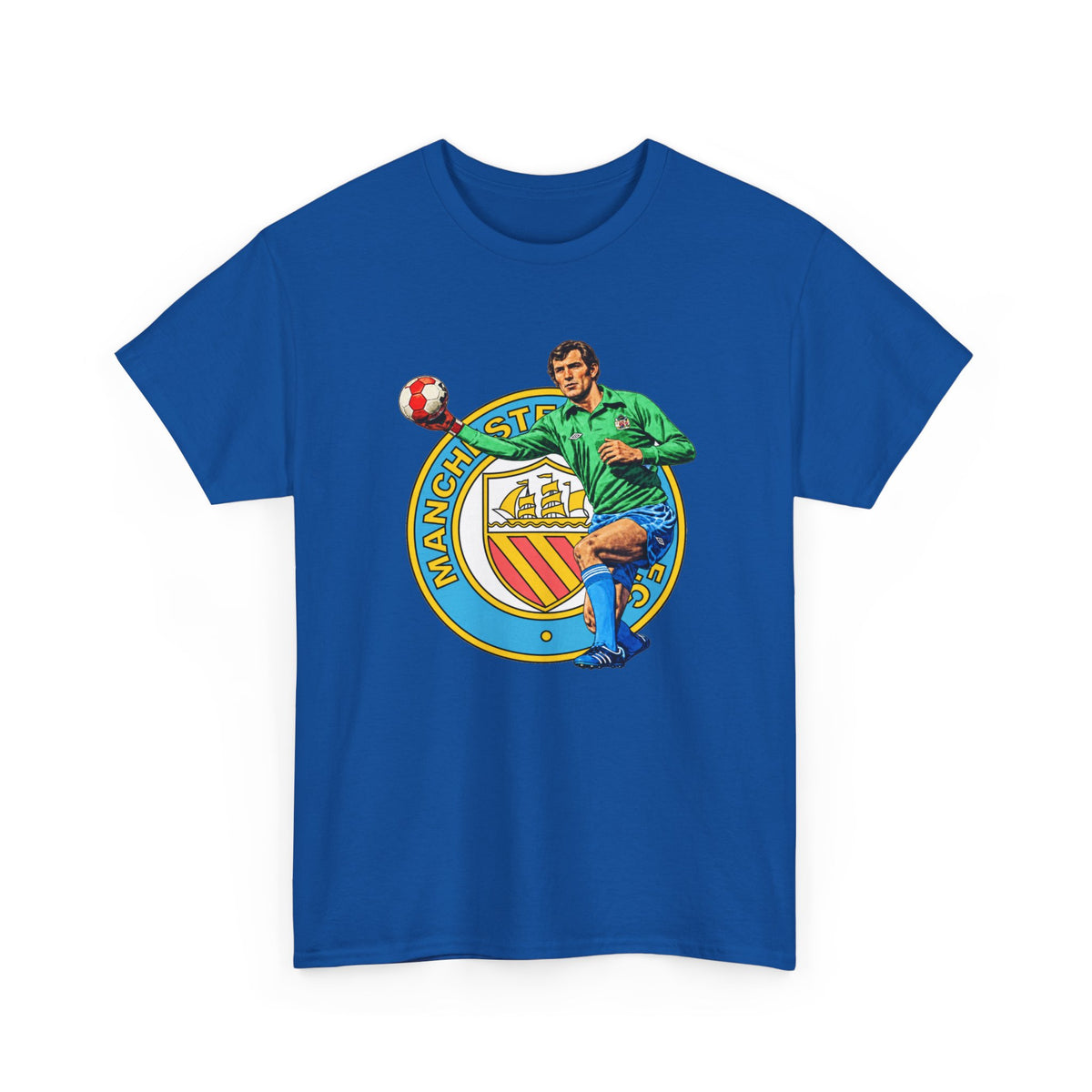Joe Corrigan Manchester City Crest T-Shirt — Vintage Football Player Graphic Tee