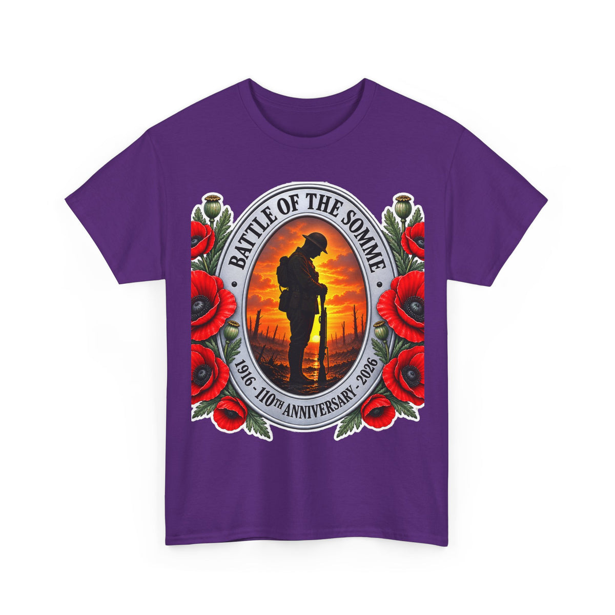 Battle of the Somme Memorial Cotton T-Shirt — 100th Anniversary Poppy Tribute