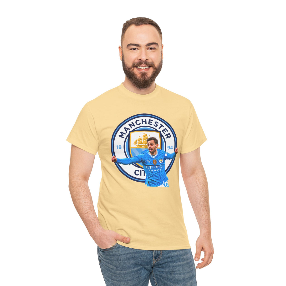 Bernardo SIlva Manchester City legend Cotton T‑Shirt — Blue Crest Football Tee