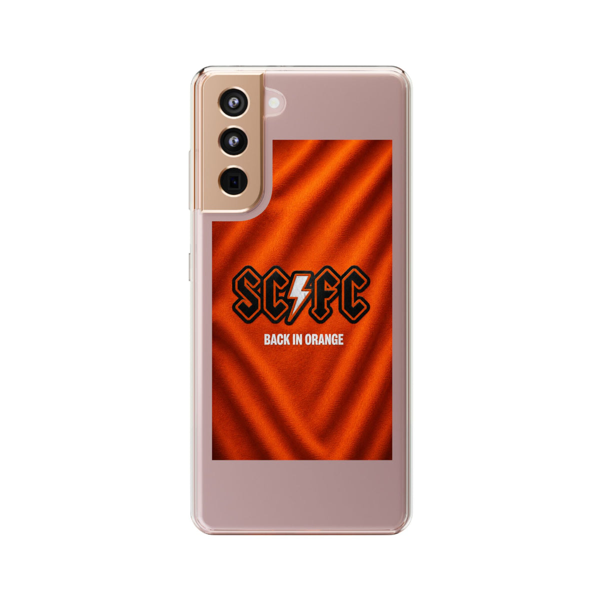Salford CIty Inspired Phone Case — 'SCFC Back in Orange' Clear Protective Cover