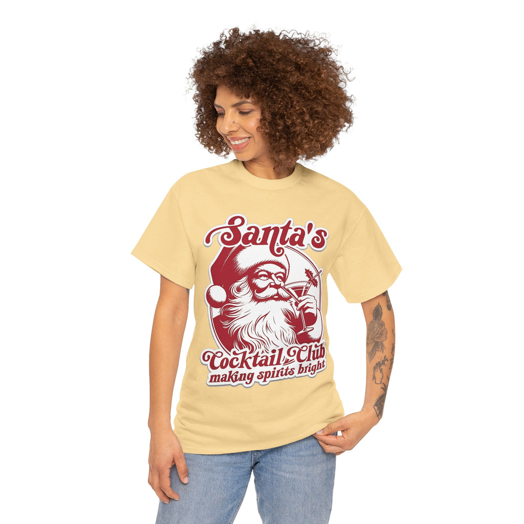 Santa’s Cocktail Club Tee — "Making Spirits Bright" Christmas Shirt