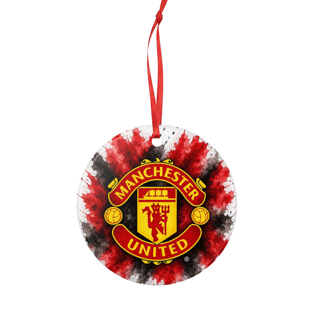 Manchester United Ceramic Ornament - Red Splash 2-Sided Decoration