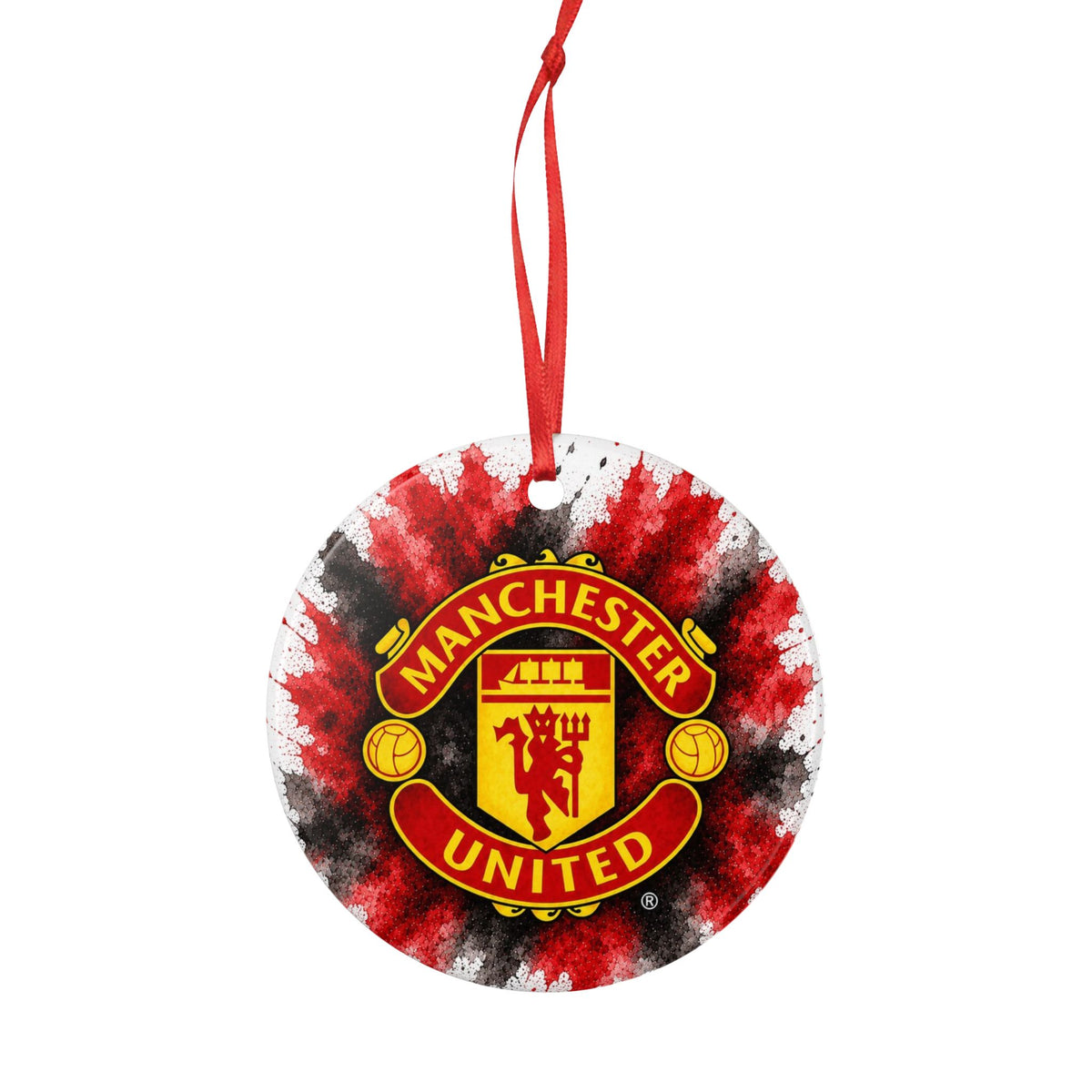 Manchester United Ceramic Ornament - Red Splash 2-Sided Decoration