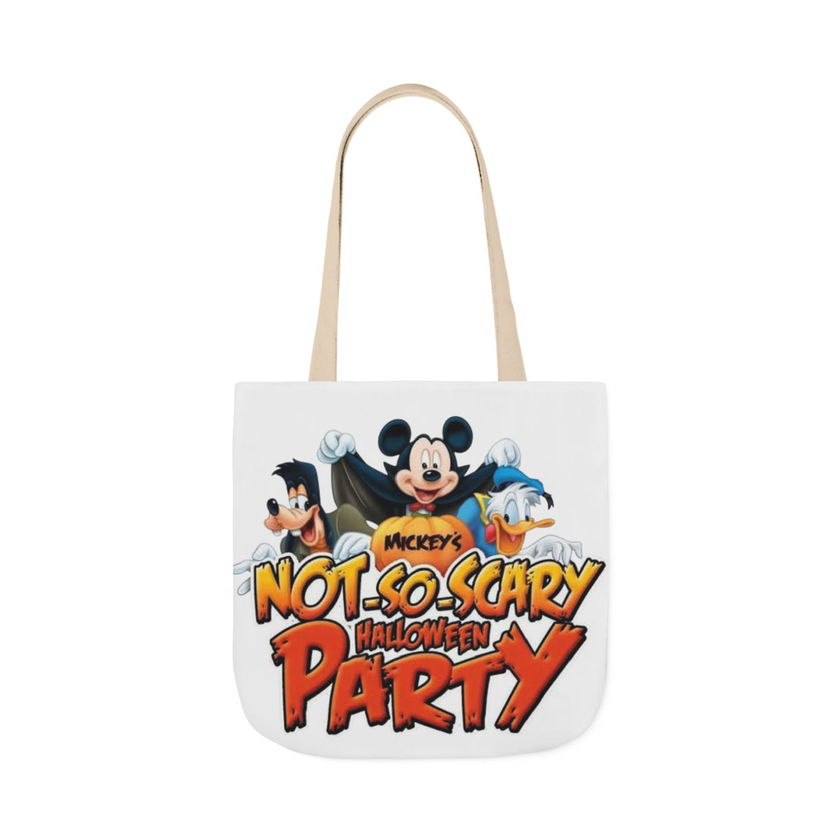 Halloween Party Canvas Tote Bag — "Not-So-Scary Halloween Party" Graphic