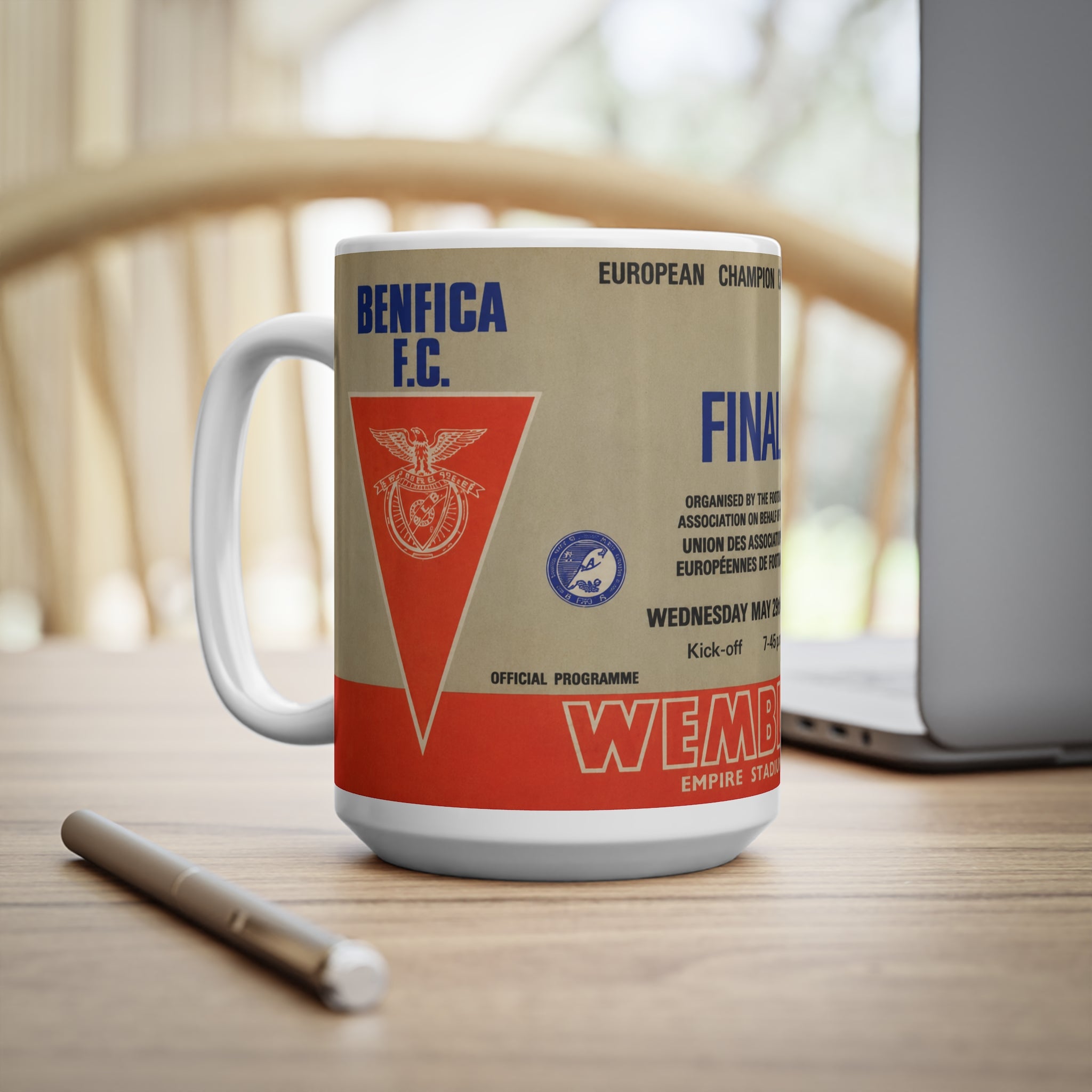 1968 European Cup Final Programme Cover Inspired Benfica vs Man Utd Vintage Coffee Football Mug