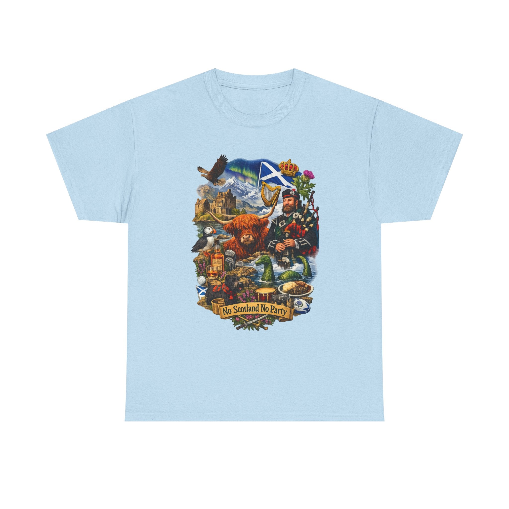 Scotland Collage T-Shirt — "No Scotland No Party" Scottish Heritage Tee