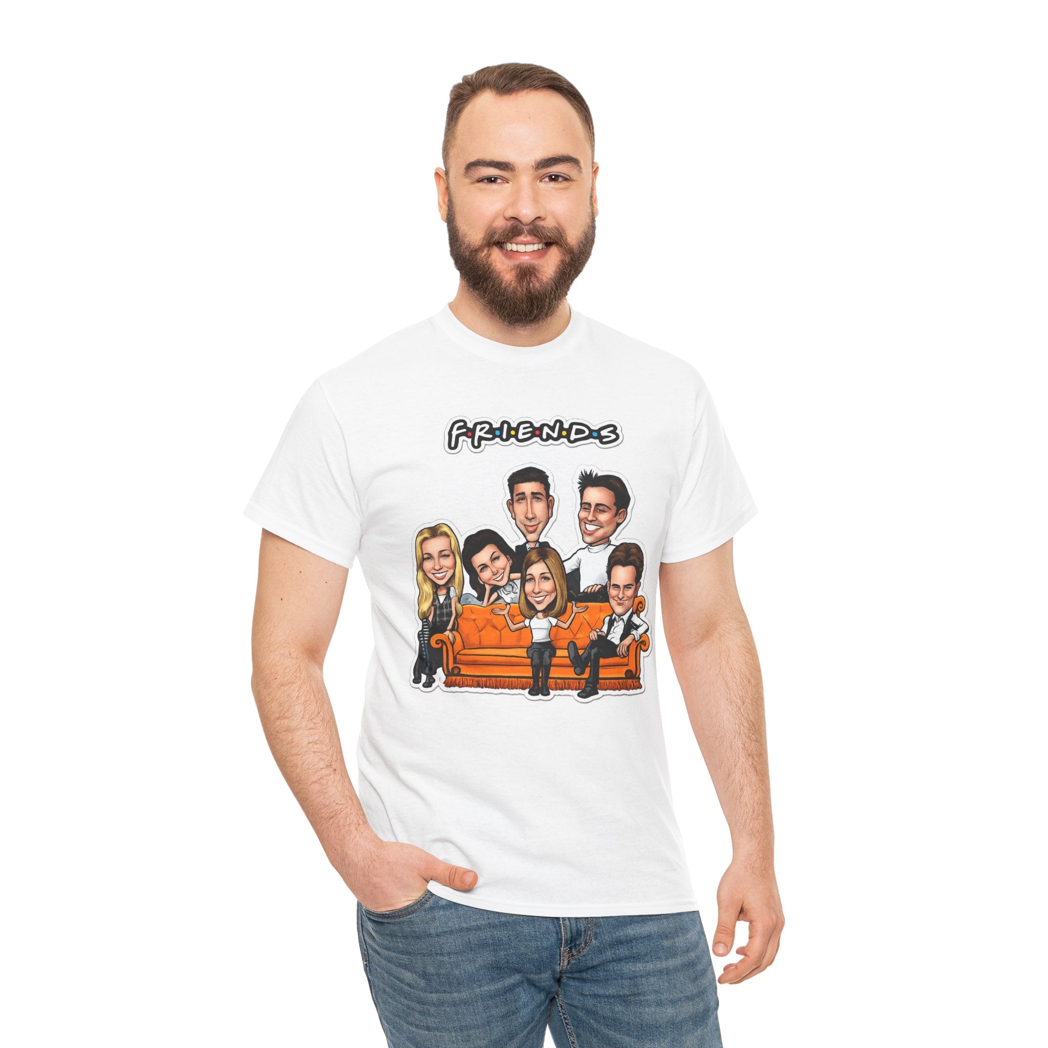 Friends TV Show Cartoon Cast T-Shirt — Iconic Couch Graphic Tee