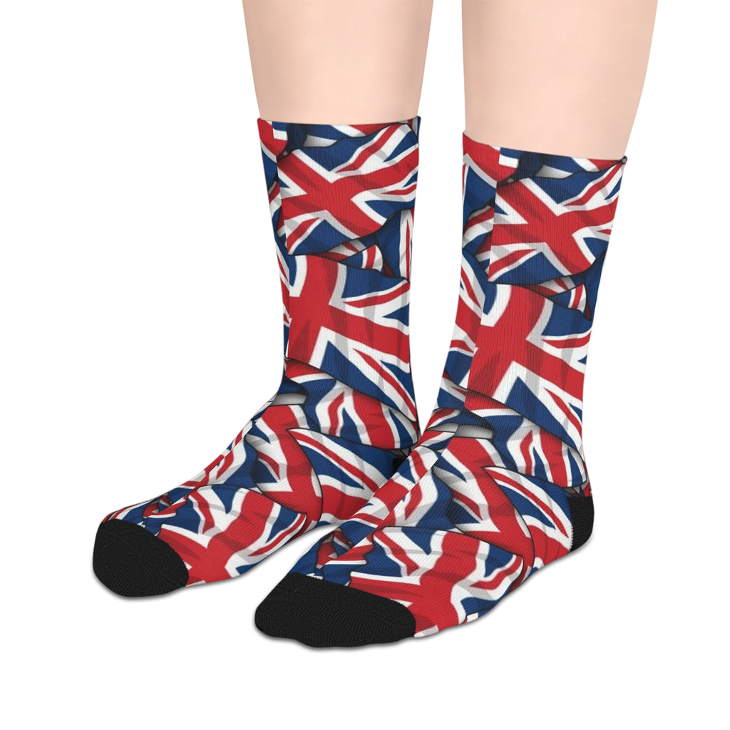 Union Jack Mid-Calf Socks — British Flag Patterned Socks for UK Pride & Events
