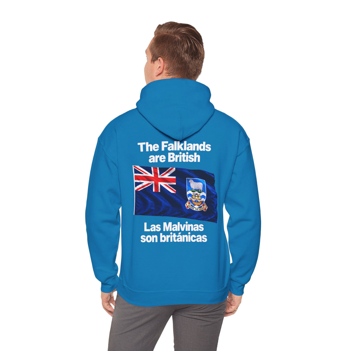 Falklands Are British Hoodie – Bilingual 'Las Malvinas son británicas' Flag Pullover