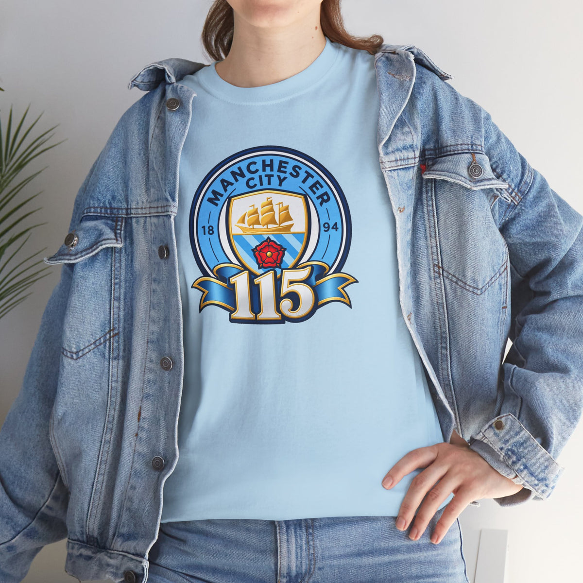Manchester City 115th Crest Inspired Cotton T-Shirt