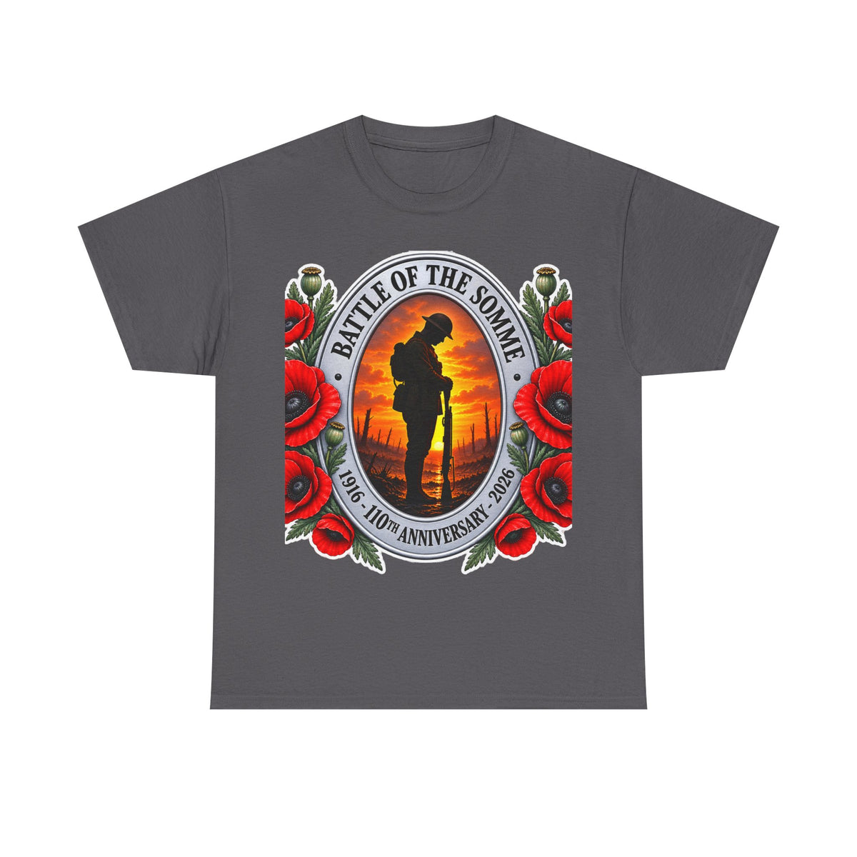 Battle of the Somme Memorial Cotton T-Shirt — 100th Anniversary Poppy Tribute