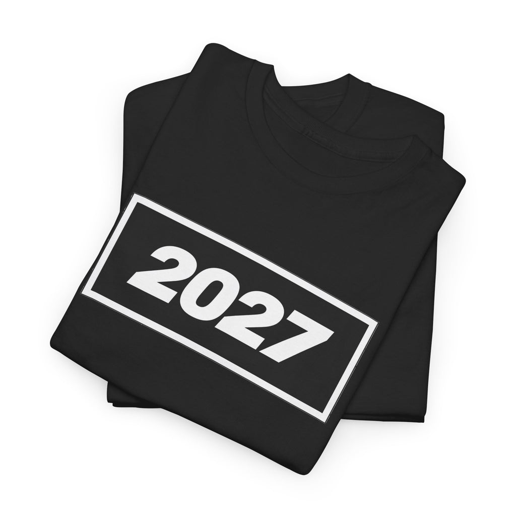 Oasis Inspired 2027 Graphic Tee — Minimal Year Rectangle T‑Shirt for New Year Celebrations