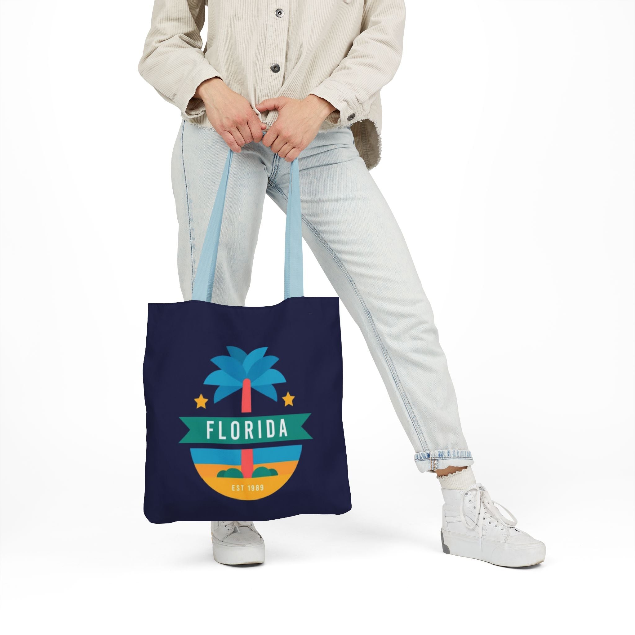 Florida Palm Beach Canvas Tote Bag — Retro Sunshine Travel Tote