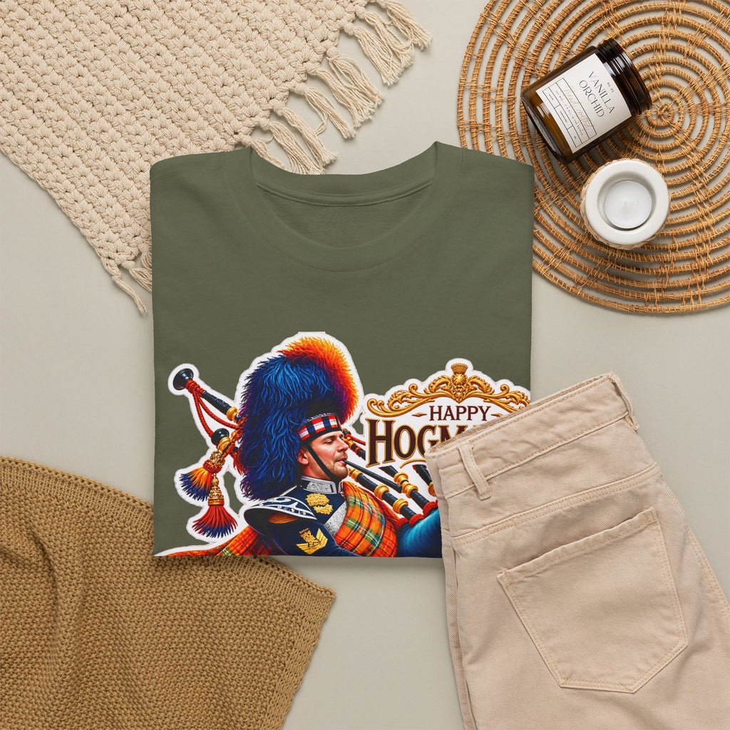 Hogmanay Bagpiper T‑Shirt — Happy Hogmanay Scottish New Year Tee