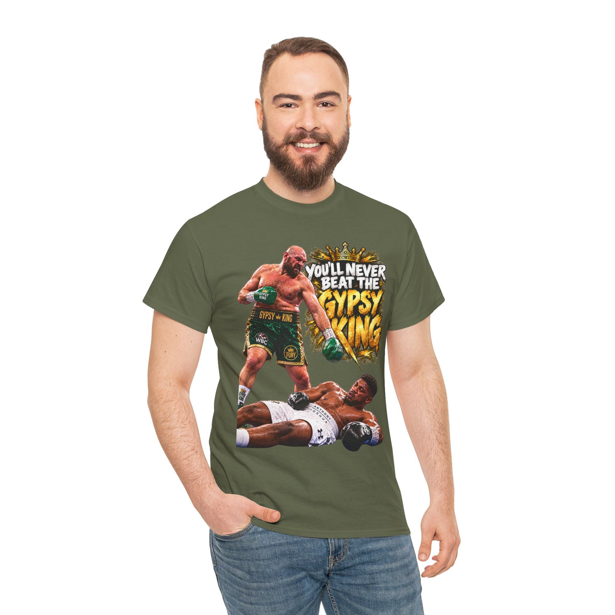 Boxing Graphic Tee – "You'll Never Beat the Gypsy King" Fight Shirt