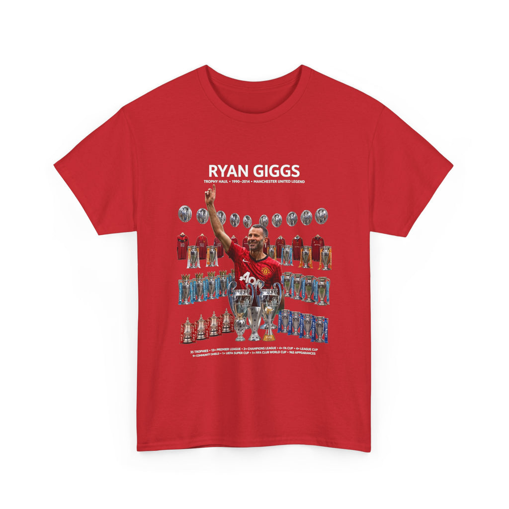 Ryan Giggs Trophy Haul Manchester United Legend Unisex Heavy Cotton Tee