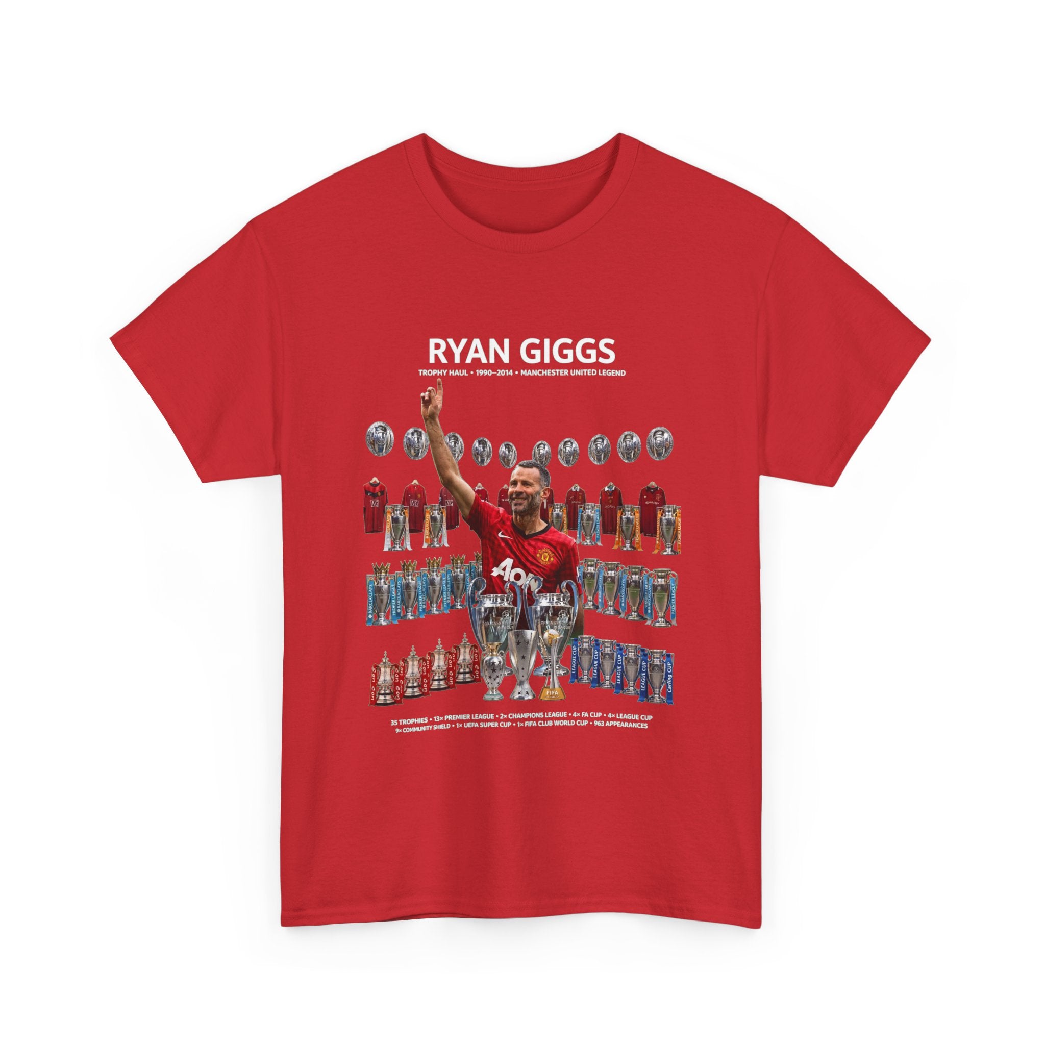 Ryan Giggs Trophy Haul Manchester United Legend Unisex Heavy Cotton Tee