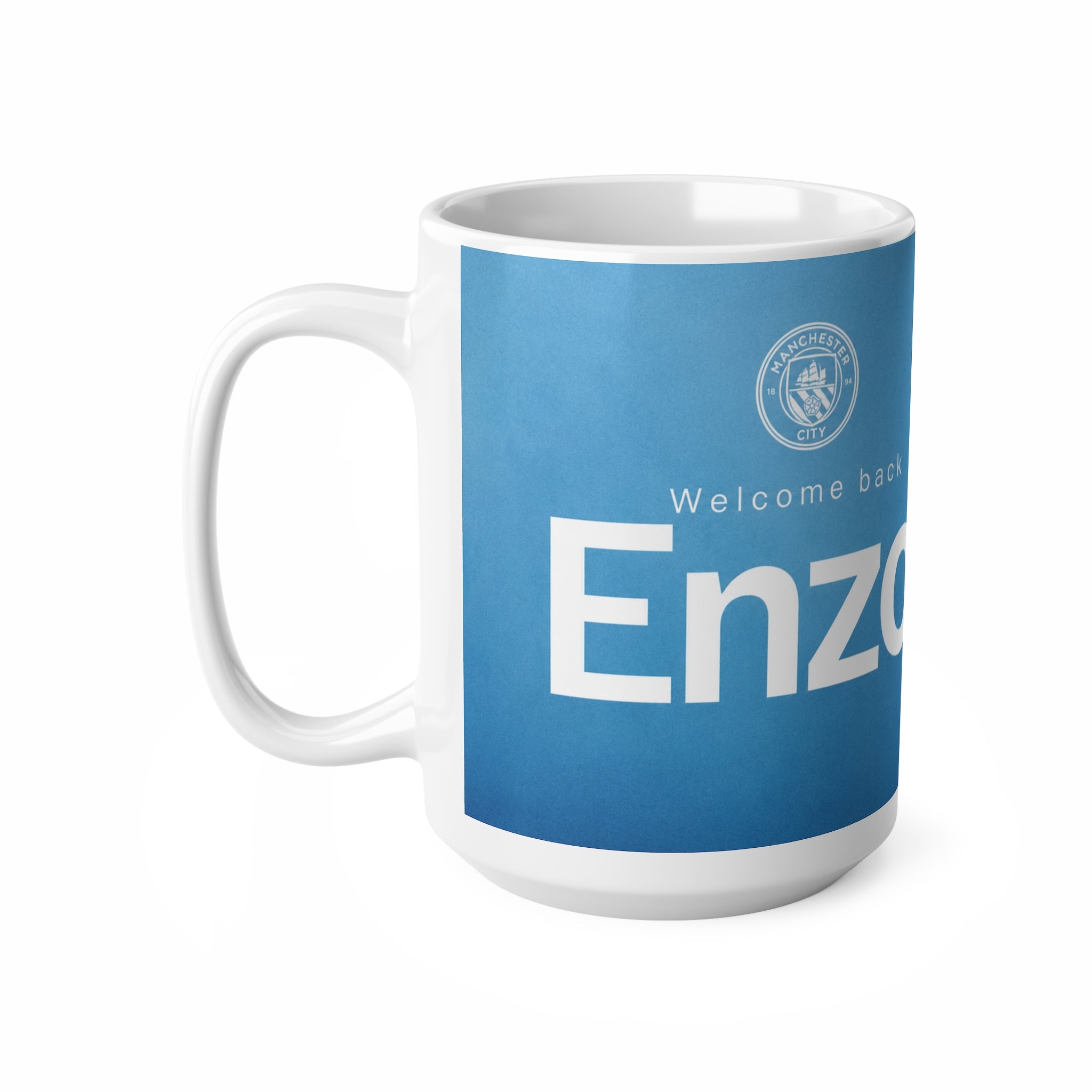 Enzo Maresca Manchester City Welcome Back Coffee Mug — Blue Ceramic 11oz & 15oz