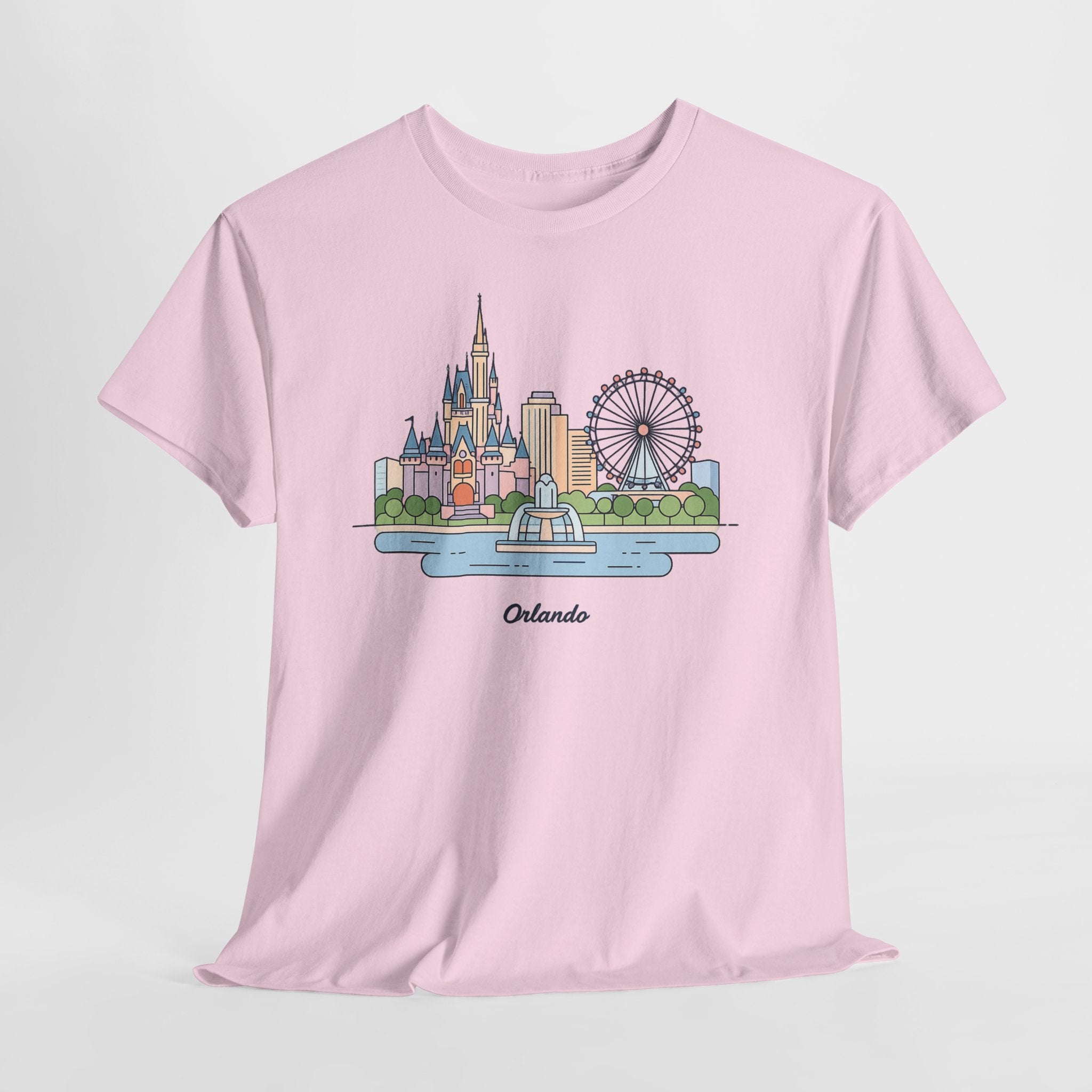 Orlando Skyline T-Shirt — Cute Cityscape Graphic Tee with 'Orlando' Text