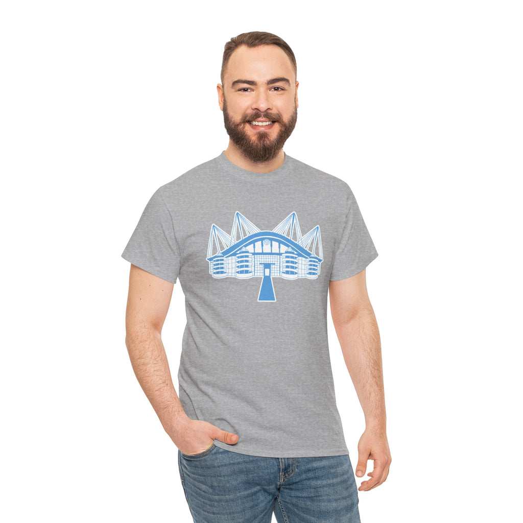 Etihad Stadium Illustration Cotton T-Shirt — Blue Arena Graphic Tee