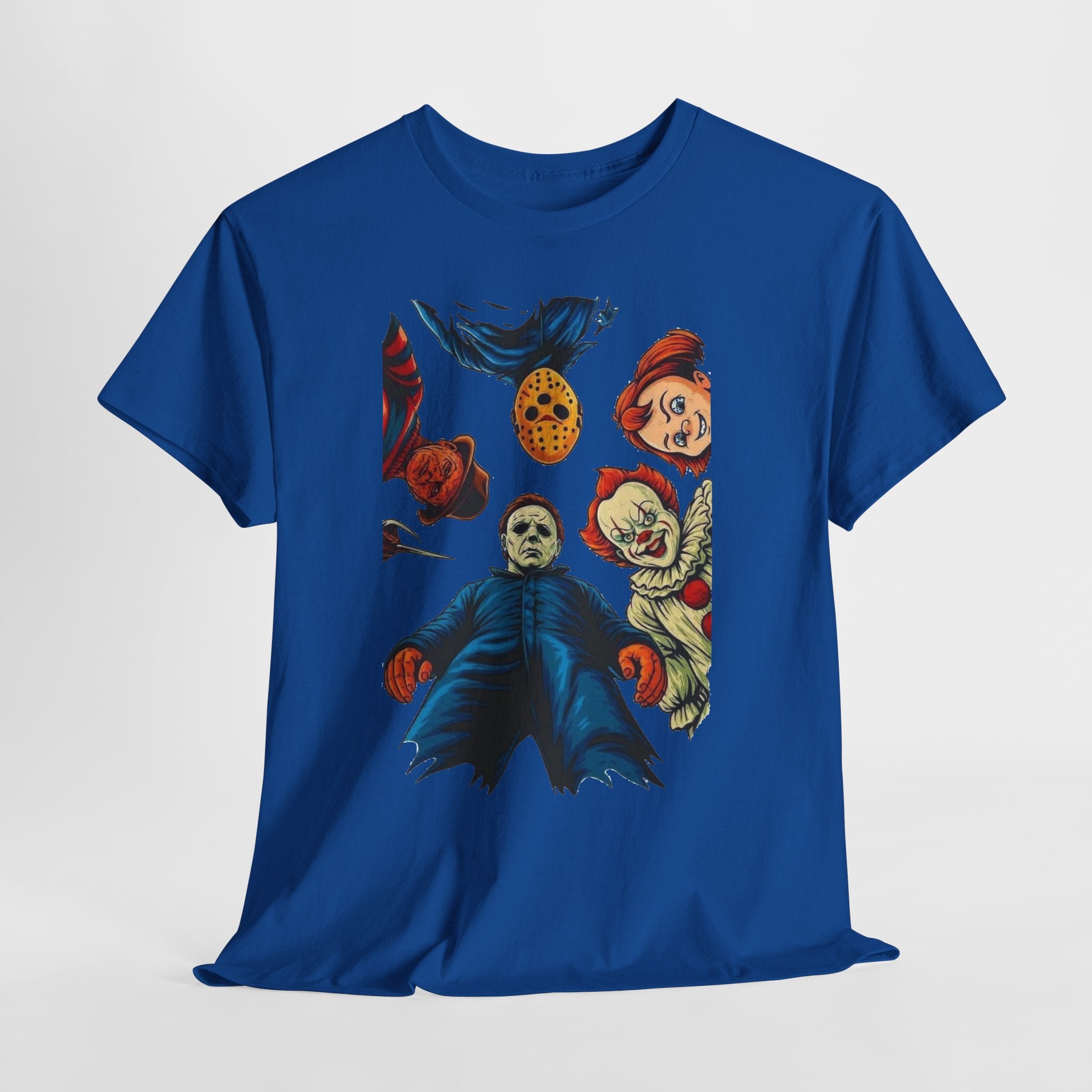 Horror Movie Icons Graphic Tee — Michael Myers, Jason & Classic Clowns Halloween T-Shirt