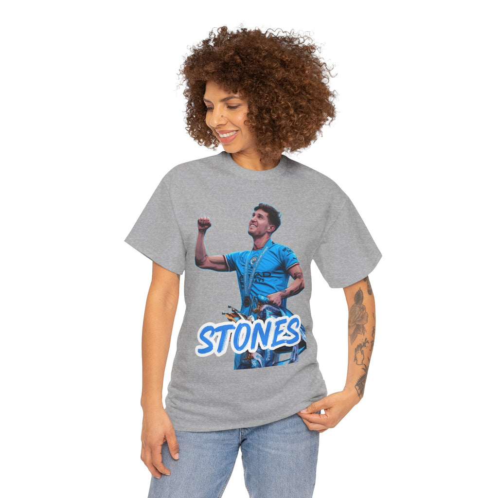 John Stones Manchester City Soccer Fan Tee — Blue Player Graphic T-Shirt