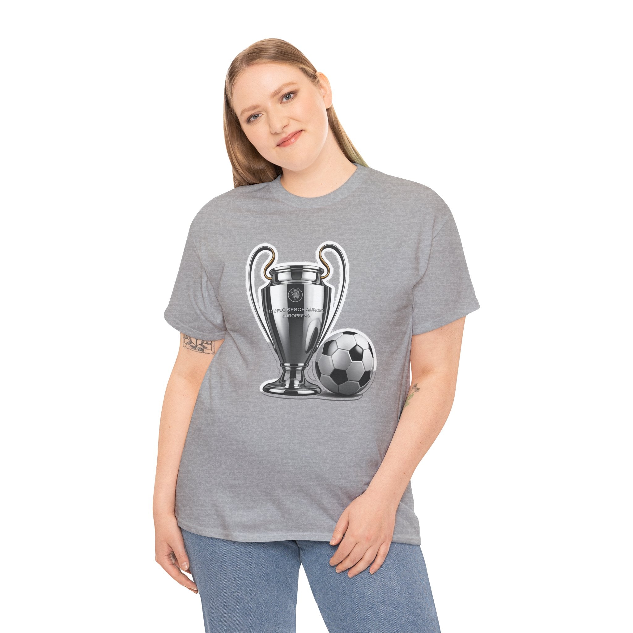 European Cup / Champions League Trophy & Ball Graphic Cotton T-Shirt