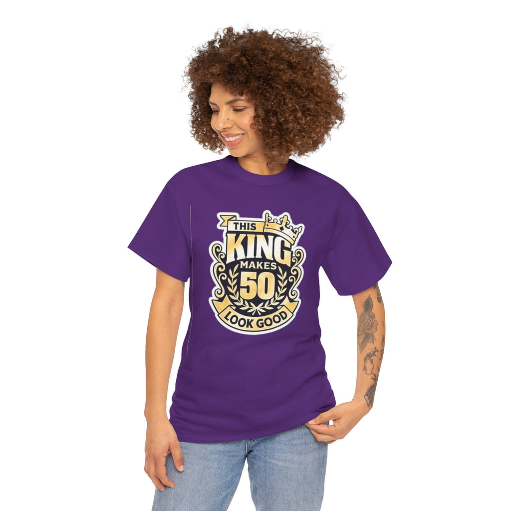 50th Birthday King T-Shirt – "This King Makes 50 Look Good"