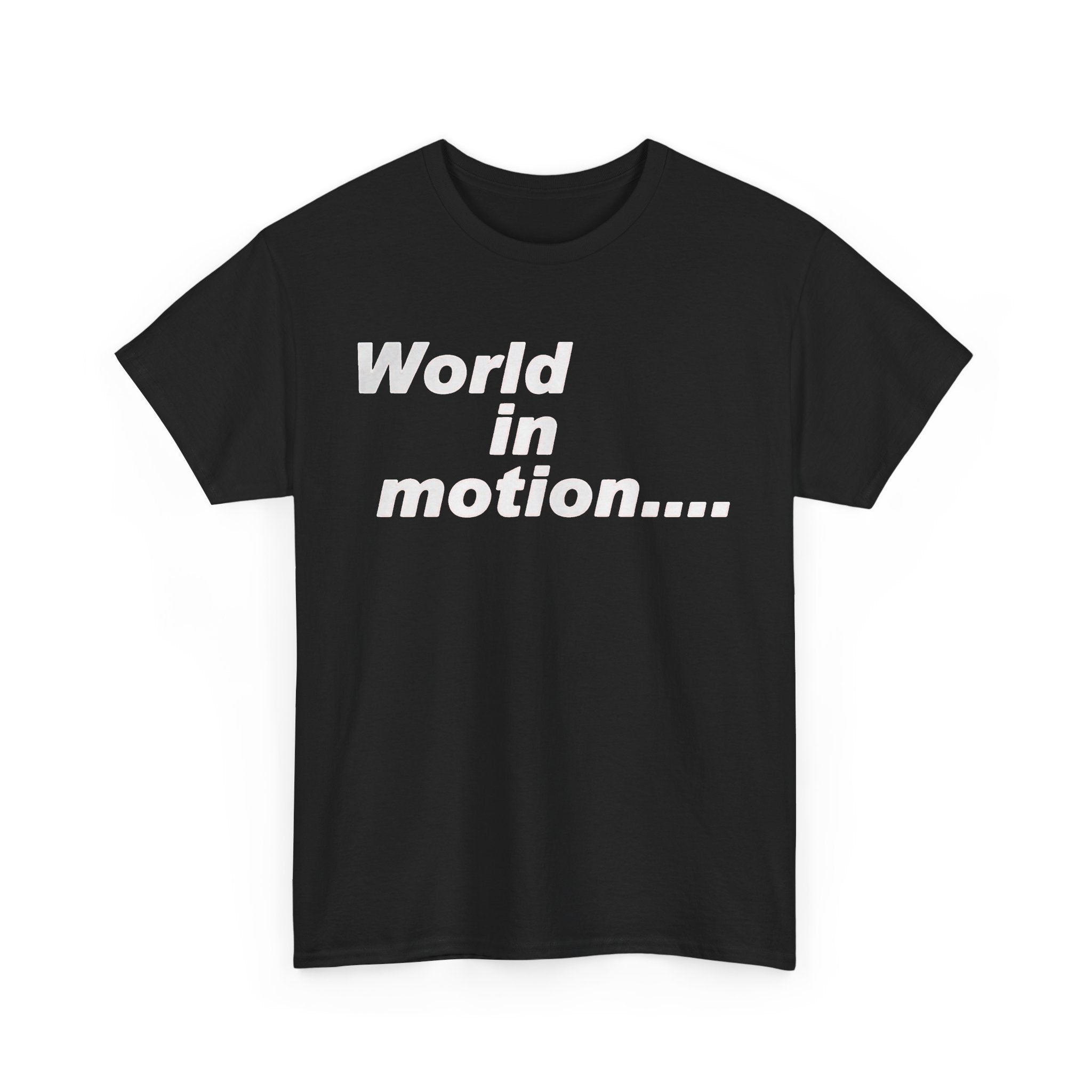 World in Motion Tee — Retro Typographic Graphic T-Shirt