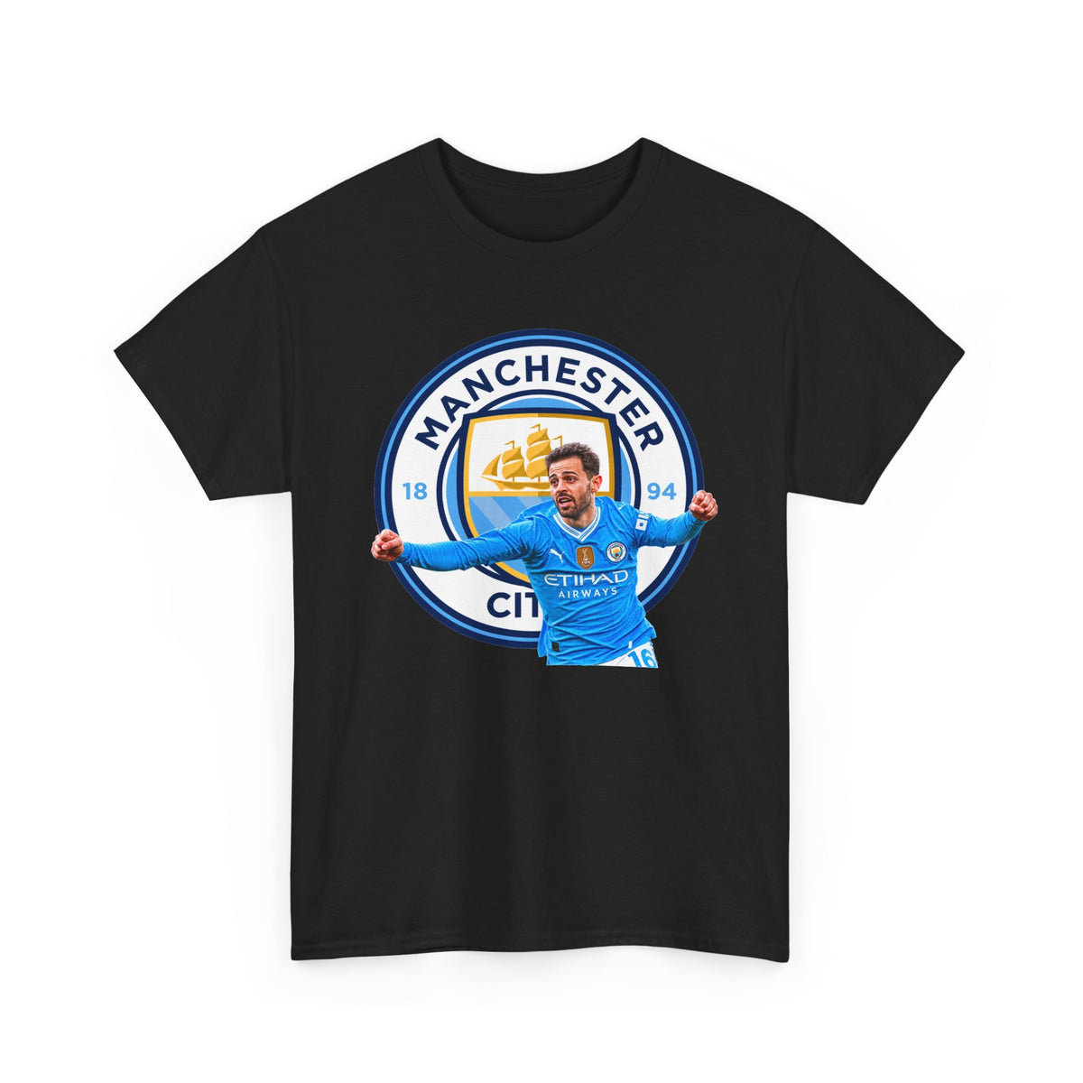 Bernardo SIlva Manchester City legend Cotton T‑Shirt — Blue Crest Football Tee