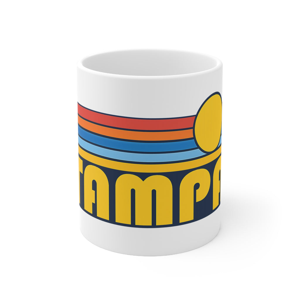 Tampa Retro Sunset Mug — Vintage 70s Stripes Ceramic Coffee Cup (11oz & 15oz)