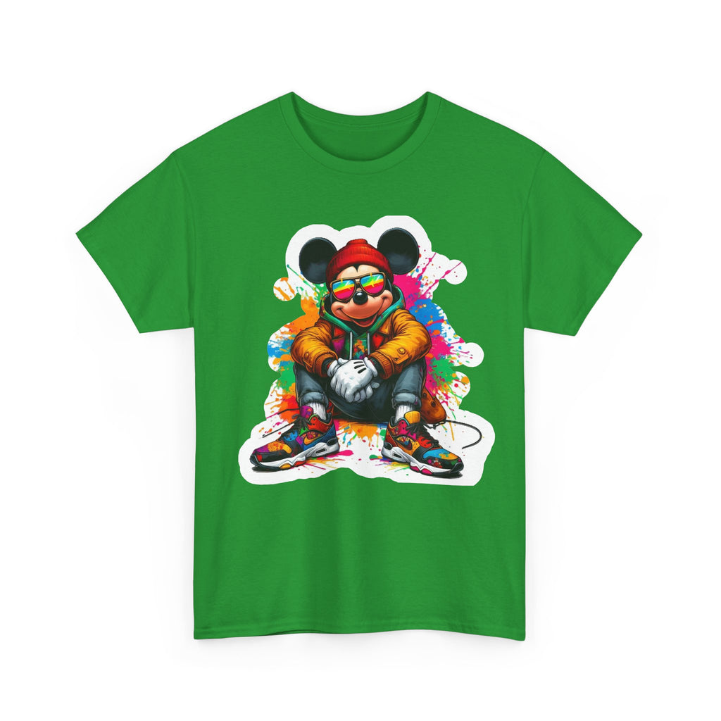 Streetwear Mouse Graphic Tee — Colorful Urban Hip-Hop Cartoon Shirt