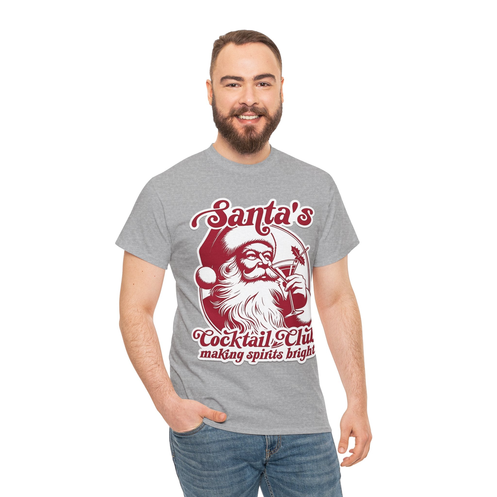 Santa’s Cocktail Club Tee — "Making Spirits Bright" Christmas Shirt