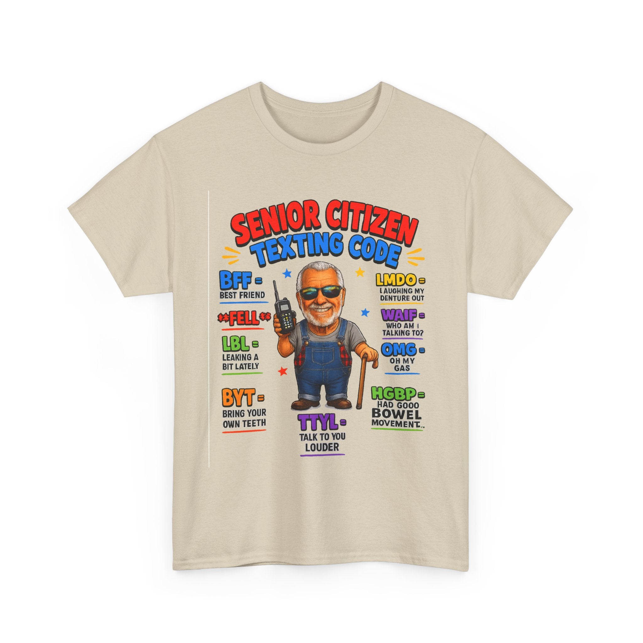 Senior Citizen Texting Code T-Shirt — Funny Grandpa Grandma Retirement Gift