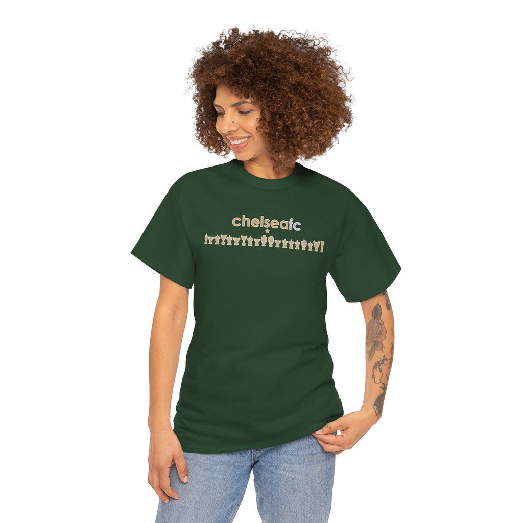Chelsea FC Retro Silhouette Tee — Beige Logo Football Fans Shirt
