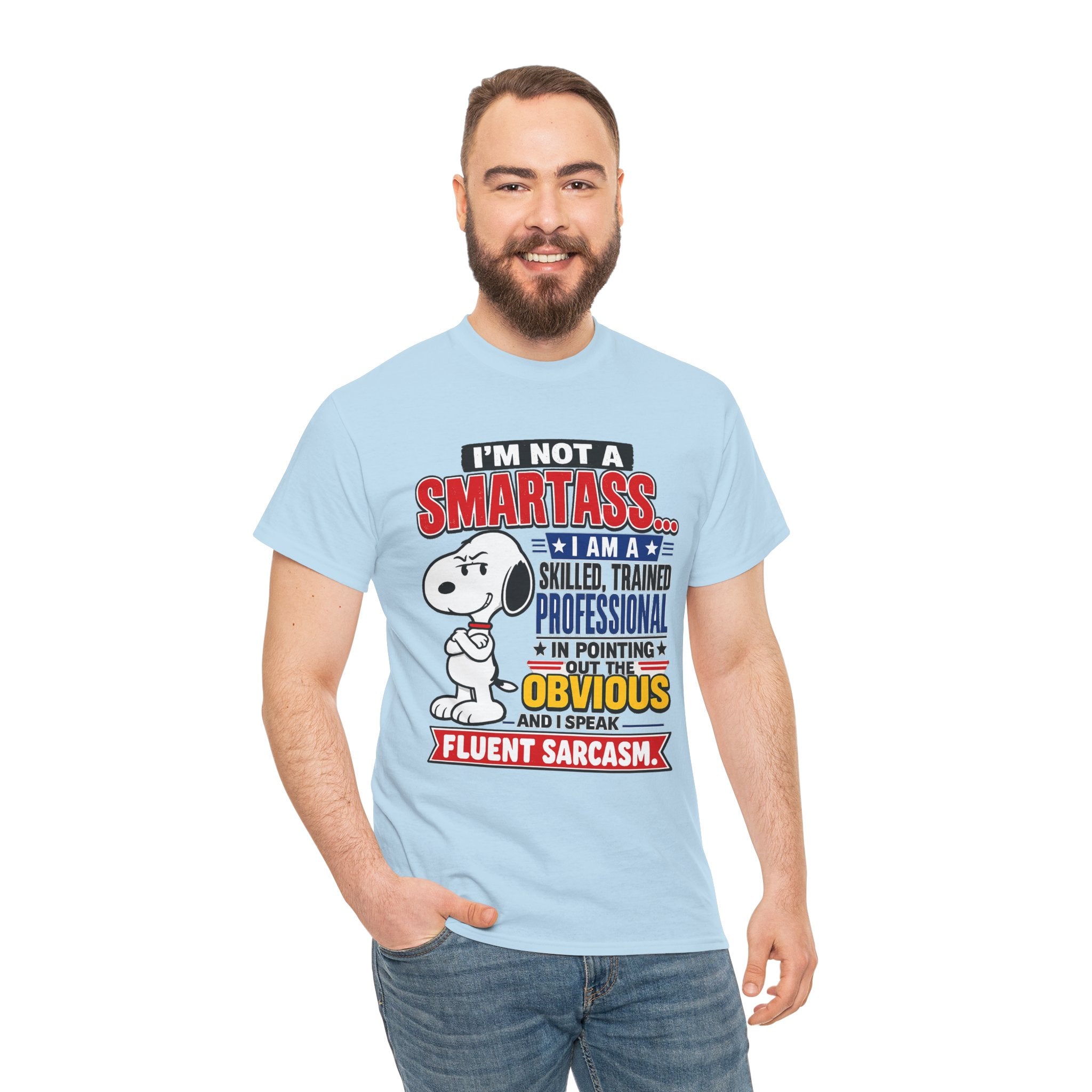 Snoopy Sarcasm T-Shirt – “I’m Not a Smartass… I Speak Fluent Sarcasm” Graphic Tee