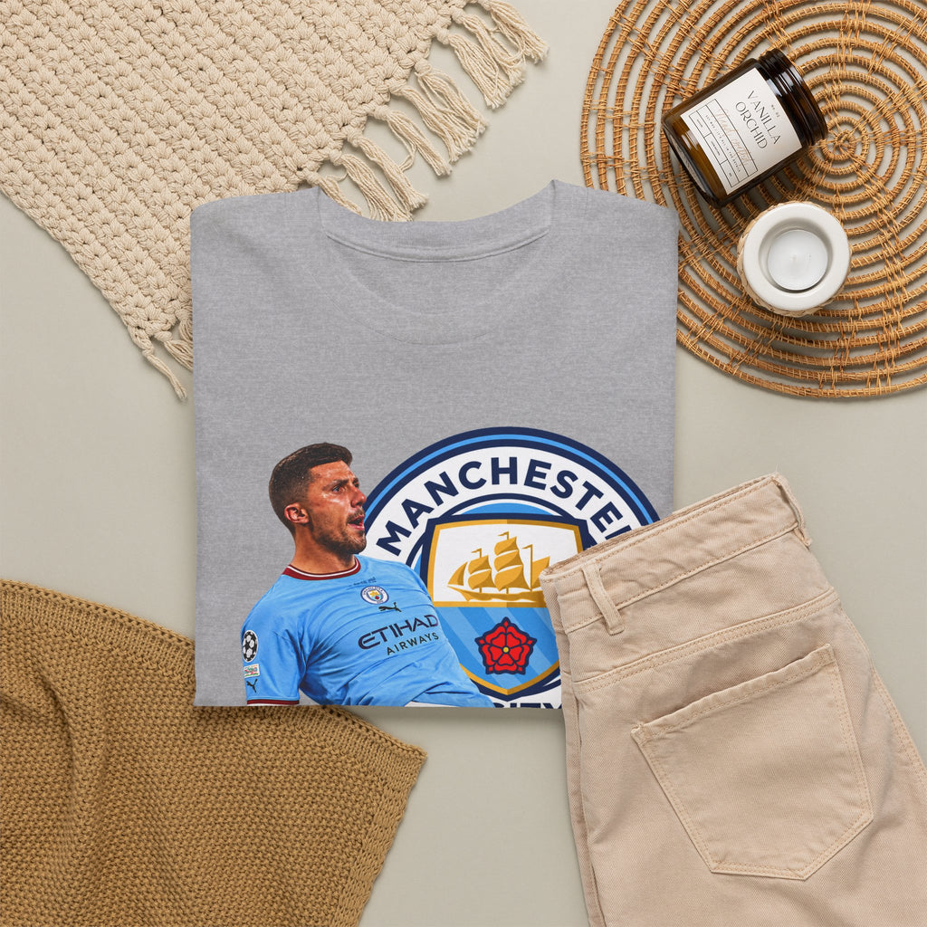 Rodri Manchester City Legend Cotton T-Shirt – Celebratory Slide Graphic Tee