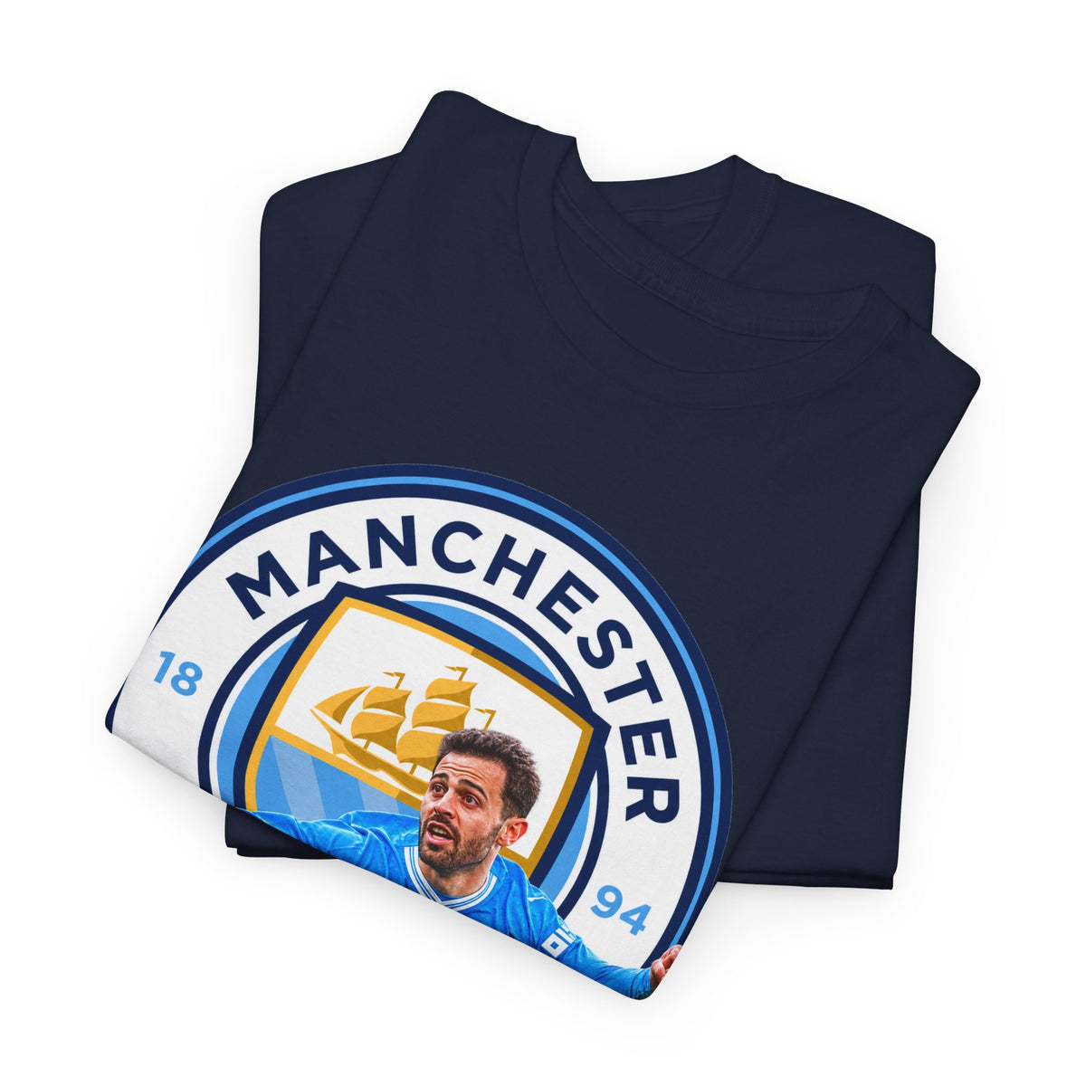 Bernardo SIlva Manchester City legend Cotton T‑Shirt — Blue Crest Football Tee
