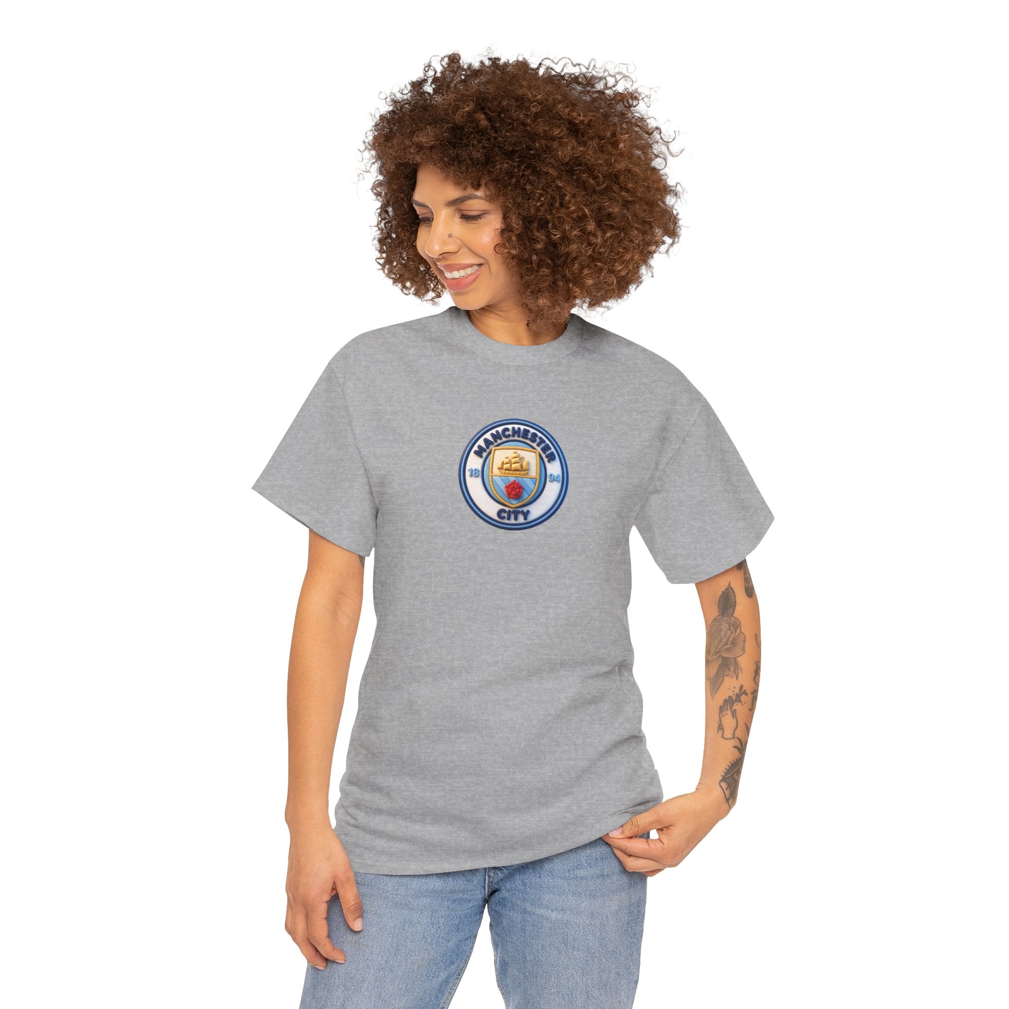 Manchester City Crest Unofficial 3D T-Shirt — Minimal Soccer Logo Tee