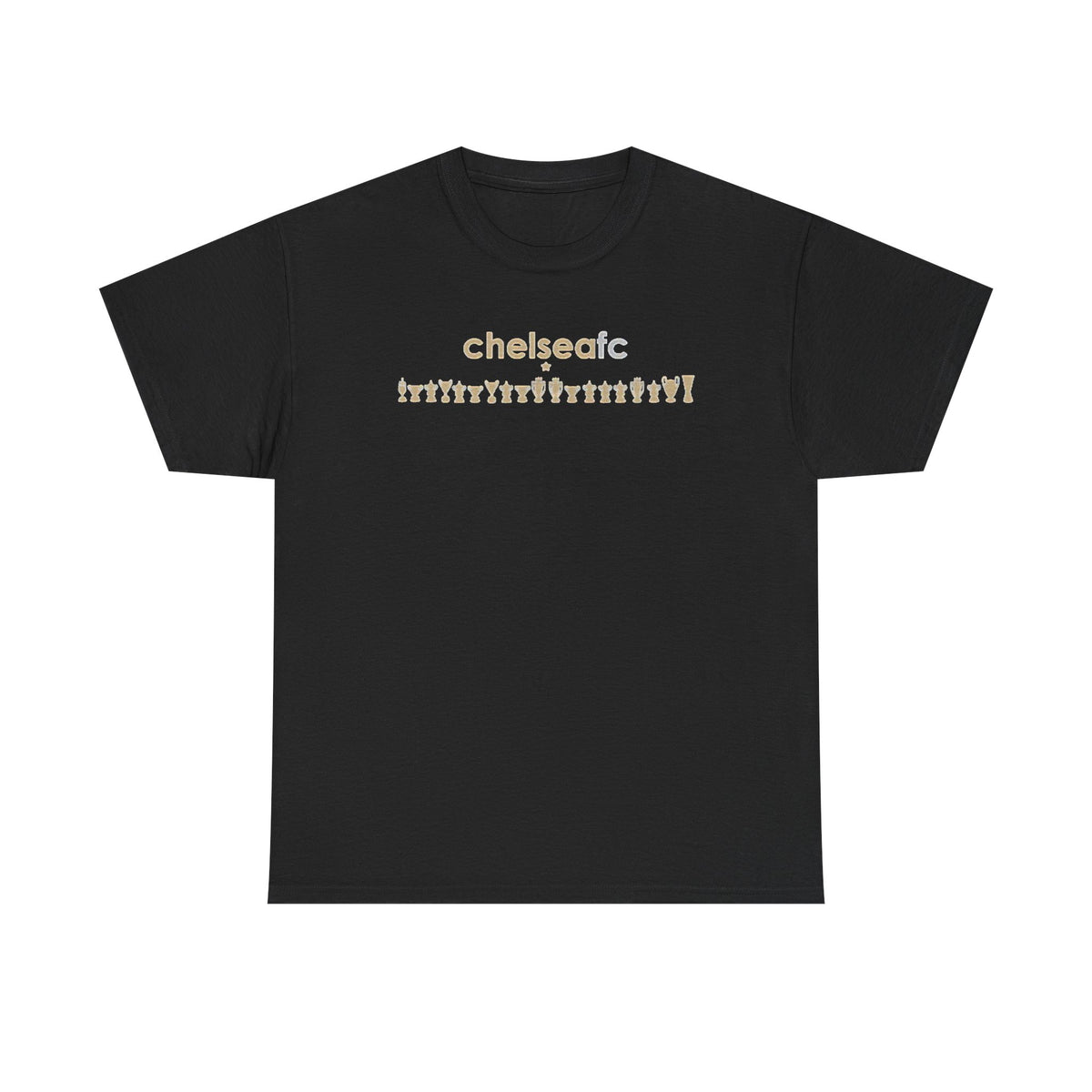Chelsea FC Retro Silhouette Tee — Beige Logo Football Fans Shirt