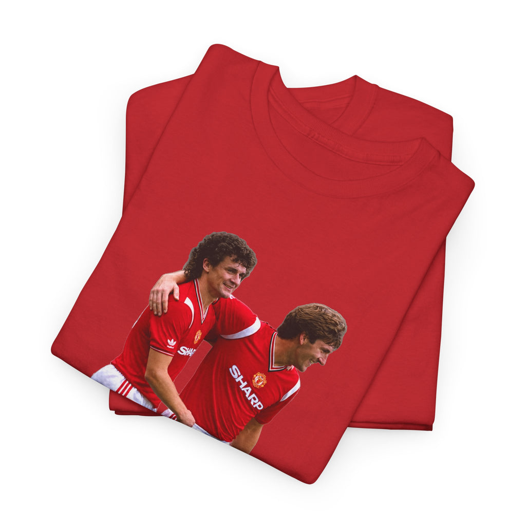 Hughes and Whiteside Manchester United Legend Teammates Graphic Cotton T-Shirt / Tee